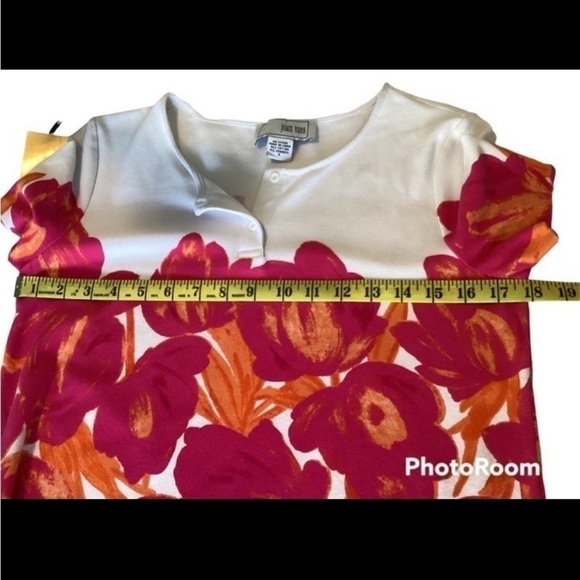 Joan Vass T-shirt Floral Printed Spring Summer Dress Swimsuit Coverup Size 0 - Picture 3 of 7